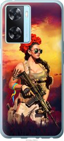 Чехол на Oppo A57s Украинка с оружием "5316u-2931-17620"