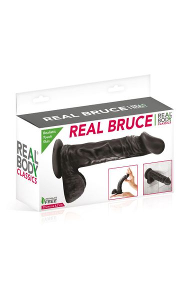 Фаллоимитатор на присоске Real Body - Real Bruce Black, TPE, диаметр 4,2см | Зображення 1