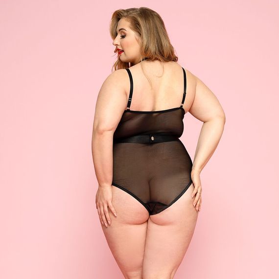 Сексуальное боди JSY «Страстная Лорейн» Plus Size Black, люверсы, стрепы, экокожа, шнуровка | Зображення 1