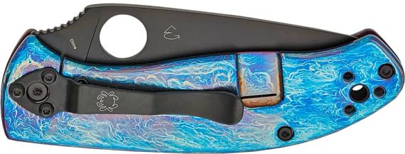 Ніж Spyderco Tenacious Black Blade D2 Titanium Blue | Зображення 3