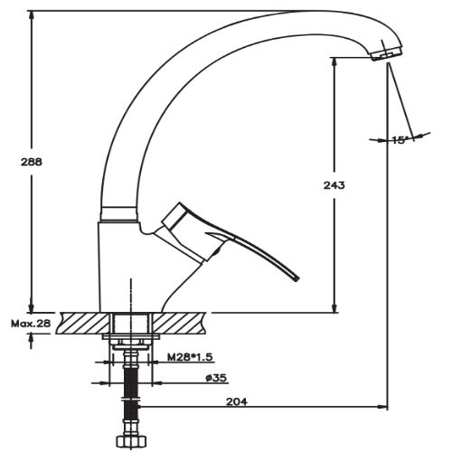 Змішувач для кухні Haiba ONIX 777 (HB0826) | Зображення 1