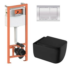 Набір Qtap Nest 4 в 1 підвісний унітаз Gemini Ultra Quiet 530х365х373 + комплект інсталяції QT2533076EUQMB46173