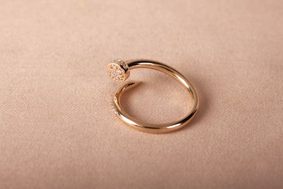 Кольцо гвоздь  из желтого золота с фианитами | Зображення 6