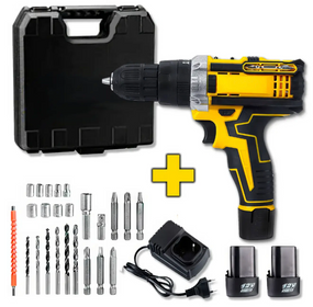 Набір шурупокрут акумуляторний із насадками screw driver sets yellow 12v Повний комплект у валізі!