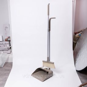 Набор веник и совок на длинной ручке для пола 25×24×100 (см) щетка веник для уборки Серый HP-45-15G