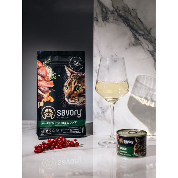 Корм сухий Savory Adult Cat Gourmand Fresh Turkey and Duck для дорослих котів зі свіжою індичкою і качкою 400 г | Зображення 5