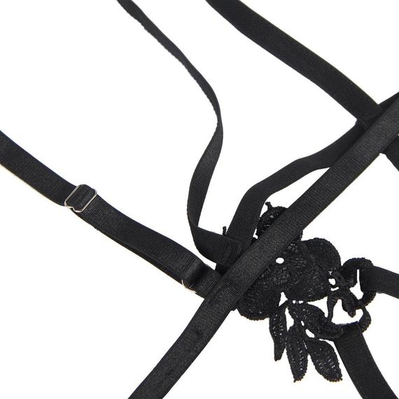 Комплект білизни з поясом для панчіх Star Night трусики з відкритим доступом, чорний, XS/S sexstyle | Зображення 6