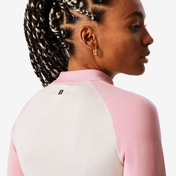 Термофутболка жіноча 500 для лижного спорту бежева/рожева - S | Зображення 3
