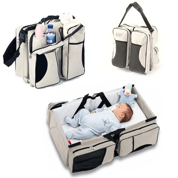 Багатофункціональна складана сумка – ліжко для перенесення дитини Ganen baby bed and bag Бежева