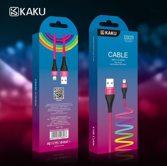 USB кабель Kaku KSC-109 Lightning 3.2 A / 1.2 m - Rainbow | Зображення 4