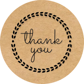 Этикетка круглая крафт "Thank You 13", Диаметр 50 мм, 250 шт/рулон, Viskom