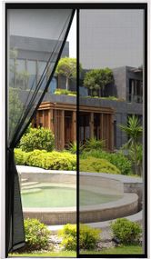 Сетка противомоскитная магнитная, черная москитная сетка на липучке для двери, балкона, патио 75×210 см Cinkee