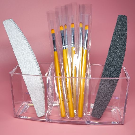 Акриловий органайзер для зберігання пензликів (3 відділення)