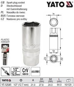 Головка торцева для свічок 1/2" М21 YATO Польща YT-12541