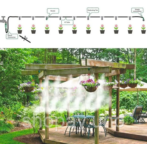 Система орошения Aqualin, 10 м • Комплект для капельного полива сада, огорода и увлажнения воздуха | Зображення 1