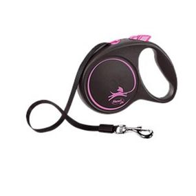 Рулетка Flexi Black Design M, стрічка 5 м, розовый