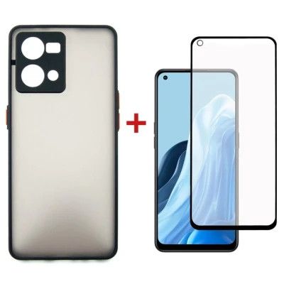 Чехол для мобильного телефона Dengos Kit for OPPO Reno 7 4g case + glass (Black) (DG-KM-32)