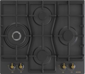 Варильна поверхня Gorenje GW6D42CLB/газова/газконтроль/ електрозапалювання/чавунна решітка/конфорка Wok/чорна (GW6D42CLB)