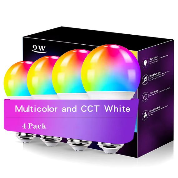 Світлодіодна RGB лампочка Smart bulb light 4pcs with Bluetooth E27 with app | Зображення 1