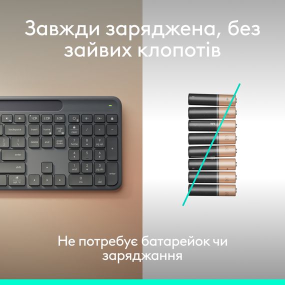 Клавіатура Logitech Slim Solar+ for Business Wireless/Bluetooth Graphite (920-013779) | Зображення 2