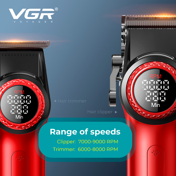 Набор VGR STEPLERSS RPO 4 IN 1 RED, машинка для стрижки, триммер, электробритва, фен | Зображення 7
