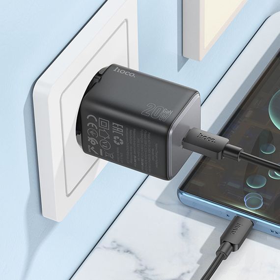 МЗП Hoco N40 Mighty PD20W (1USB-C) + кабель Type-C to Type-C Black | Зображення 4