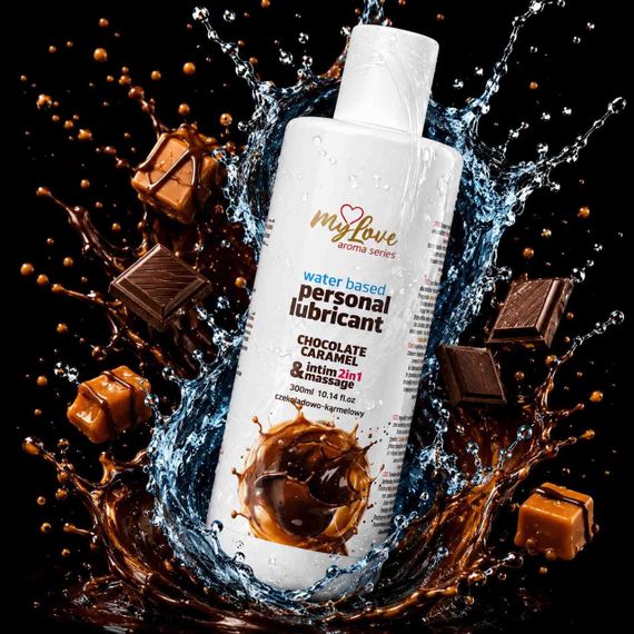 2в1 лубрикант та масажний гель - MyLove Aroma Series Intim&Massage Chocolate Caramel, 300 мл Sex Aura | Зображення 1