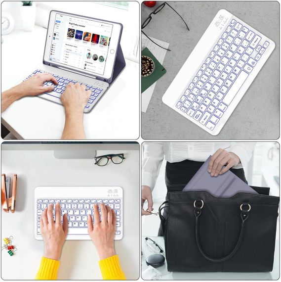 Чохол з магнітною Bluetooth клавіатурою для iPad 9.7”, iPad 5, 6 покоління, Pro, Air 1/2 з підсвіткою, тримачем стилуса лавандовий | Зображення 8