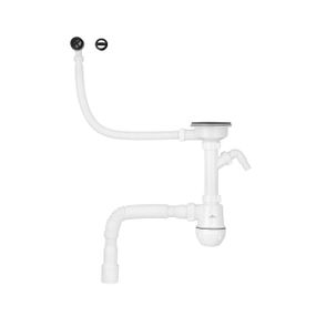 Сифон для кухонної мийки Kroner KRP KS02R-1BLK 3 1/2"х40/50 мм з відводом для пральної машини, з круглим перел