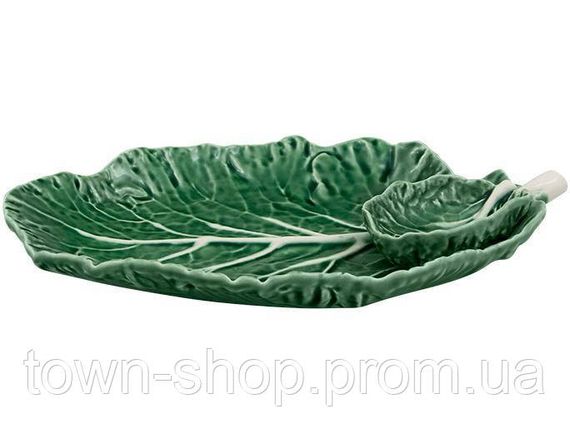 Набор 2 блюда с соусником Bordallo Pinheiro Cabbage 28x20см Зеленый TR-65000554