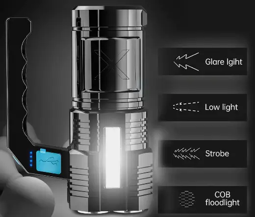 Фонарик Multi Fuction Portable Lamp водонепроницаемый. Светодиодный ручной фонарь с зарядкой от USB | Зображення 3