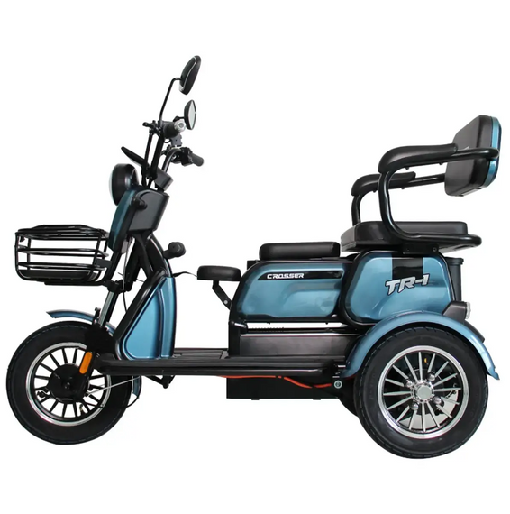 Електротрайк Crosser TR-1 LFP 1500W 76.8 V 30 Ah, триколісний електроскутер, до 75 км, для дорослих і літніх Синій | Зображення 4