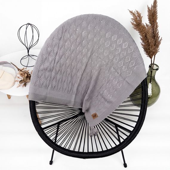 Дитячий плед демісезонний з китицями св.сірй 80*90