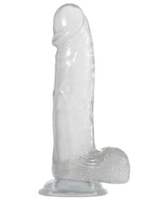 Фалоімітатор реалістичний, з мошонкою (17.8 см, прозорий)