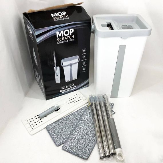 Швабра большая с ведром комплект Scratch Cleaning Easy Mop с автоматическим отжимом и складной ручкой | Зображення 3