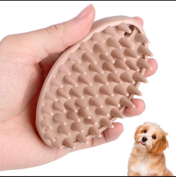 Силиконовая щетка для короткой шерсти Doggy Man Honey Smile Smile розмір 10х6,5 см. | Зображення 1