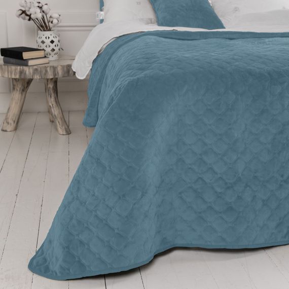 Покрывало двуспальное ТЕП Velour Ромб 4-00516-22873 180х240 см синие | Зображення 2