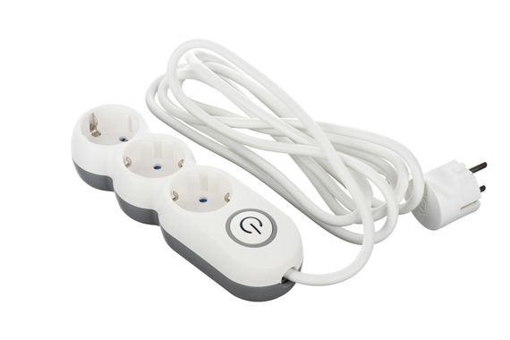 Сетевой фильтр 2Е Plus 3XSchuko с выключателем, 3G*1.0мм, 3м, white (2E-U03VES3M) | Зображення 1