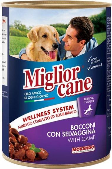 Вологий корм Migliorcane для собак зі шматочками дичини 6шт*405г