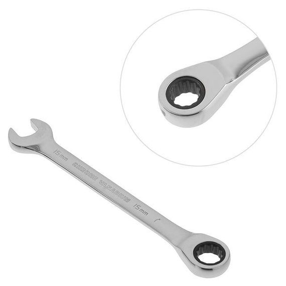 Ключ комбінований з тріскачкою 15 мм Cr-V; PROF DIN3113 INTERTOOL XT-13551 | Зображення 1