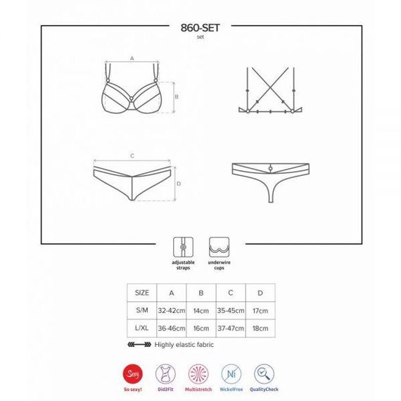 Комплект Obsessive 860-SET-3 2 pcs set red S/M Sex Aura | Зображення 2