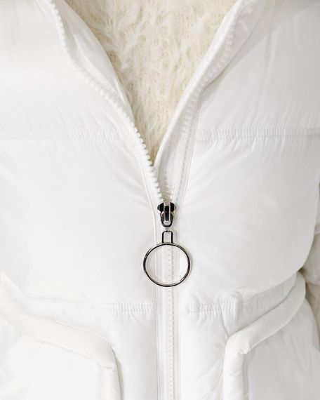 Модний теплий пуховик середньої довжини білий колір | Зображення 2