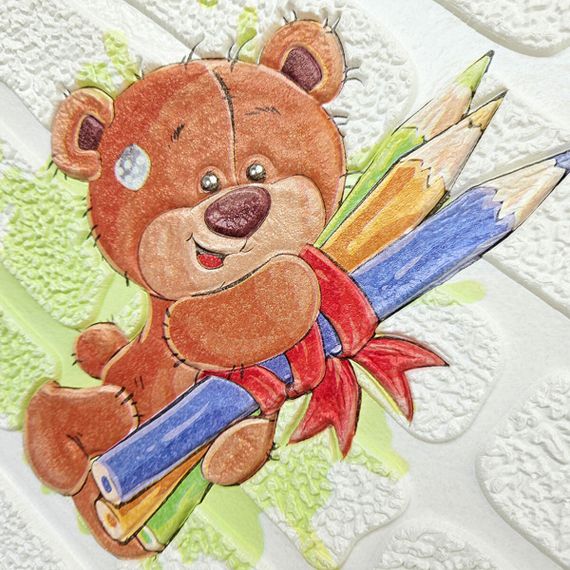 Панель стінова 3D 700*700*4mm ведмедики на білому фоні (D) SW-00001975 | Зображення 4