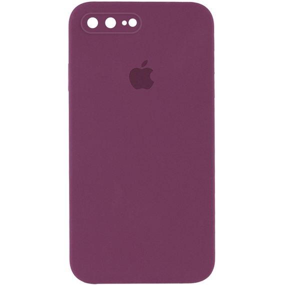 Чехол Silicone Case Square Full Camera Protective (AA) для Apple iPhone 7 plus / 8 plus (5.5") Бордовий/Maroon