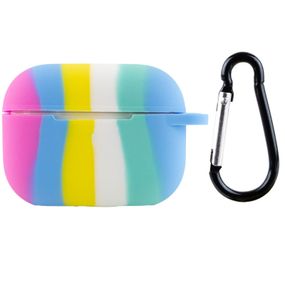 Силіконовий футляр Colorfull для навушників AirPods Pro Темно-розовый / Голубой