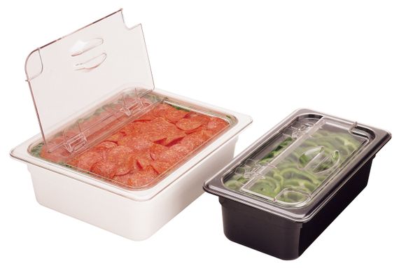 Откидывающаяся крышка с ручкой и выемкой под ложку FlipLid из прозрачного поликарбоната для гастроемкости Cambro, GN 1/2 (325х265 мм) | Зображення 5