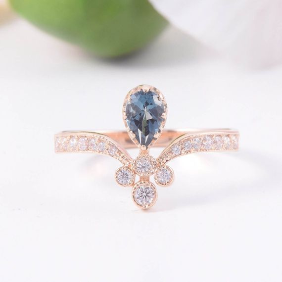 Кольцо из красного золота с топазом London Blue 16.5 | Зображення 1