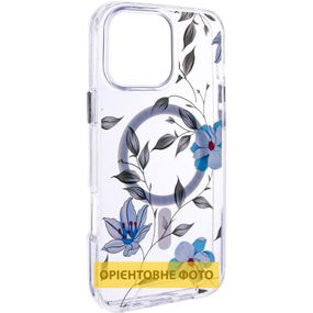 TPU+PC чохол Clear Garden with MagSafe для Apple iPhone 17 Air (6.5") Blue Blossom