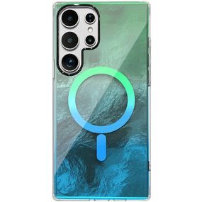 Чехол TPU Shiny Mountain (MagFit) для Samsung Galaxy S24 Ultra Green / Blue