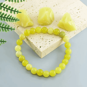 Браслет з лимонним каменем 8мм Без бренду 2228778620523